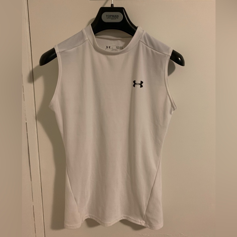 Under Armour Heatgear Fitted White Sleeveless